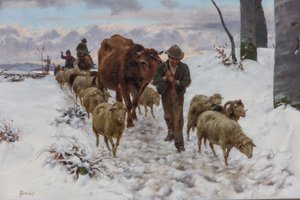 Volviendo del mercado después de la nevada", antes de 1877 (óleo sobre lienzo)