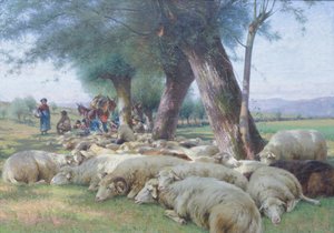 Oveja en reposo, c.1900 (óleo sobre lienzo)