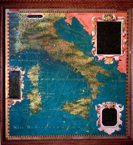 Mapa de Italia y Córcega realizado por Stefano Bonsignori (? -1589) cosmógrafo y pintor italiano. Alrededor de 1581. Florencia, Palazzo Vecchio, Sala del Mappamondo