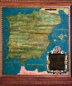 Mapa de España y Portugal realizado por Stefano Bonsignori (? -1589) cosmógrafo y pintor italiano. Alrededor de 1581. Florencia, Palazzo Vecchio, Sala del Mappamondo