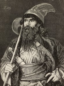 Jeque en traje de gala, grabado de F. Gamberoni a partir de un cuadro de Stefano Ussi (1822-1901), L