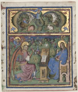 Inicial M[issus est] Recortada de un Antifonario: La Anunciación, 1430-1438 de Stefano da Verona