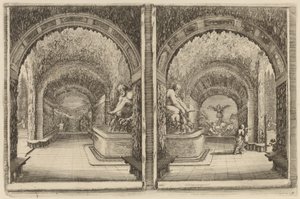 Una gruta vista desde dos puntos de vista diferentes, probablemente 1653 de Stefano della Bella