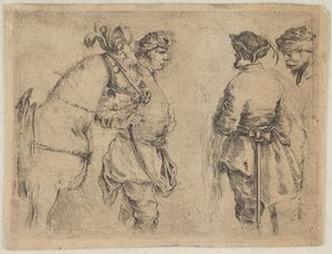 Un polaco sosteniendo un caballo por la brida, ca. 1662 de Stefano della Bella