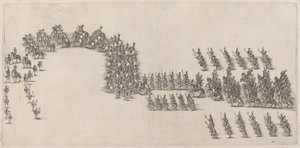 Una procesión de sesenta caballeros y portadores de antorchas de Stefano della Bella