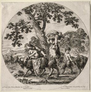Una familia de sátiros viajando de Stefano della Bella