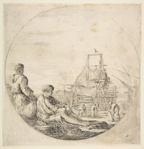 Un marinero blanco sentado, un marinero negro de pie de Stefano della Bella