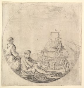 Un marinero negro de pie a la izquierda, de perfil a la derecha, un marinero blanco sentado..., ca. 1658-63 de Stefano della Bella