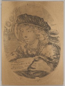 Busto de un joven con gorra con plumas, girado tres cuartos a la izquierda, 1650 de Stefano della Bella