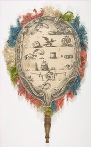 Un abanico con un juego de palabras sobre el amor en un lado y la fortuna en el otro, ca. 1639
