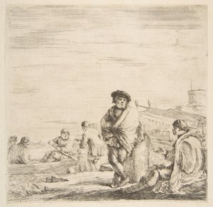 Un marinero de pie hablando con un levantino sentado, ca. 1660 de Stefano della Bella