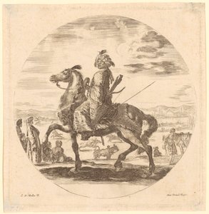 Jinete africano de perfil hacia la izquierda de Stefano della Bella