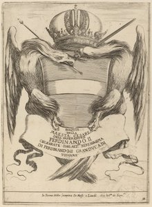 Armas con una dedicación al Gran Duque Fernando II de Stefano della Bella