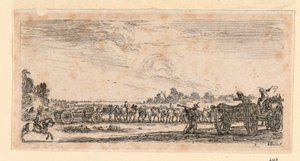 Escena de batalla, de "Desseins de Queleques Conduites de Troupes, Canons, et Ataques de Villes" de Stefano della Bella