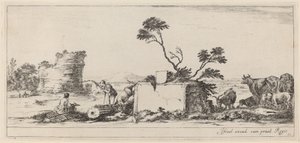 Escena de Campagna con artista dibujando, en o antes de 1647