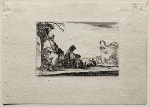 Caprichos: Dos peregrinos descansando y un campesino de Stefano della Bella