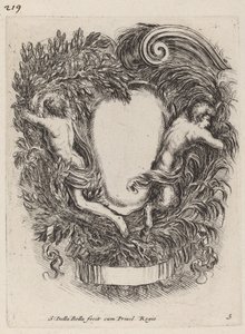 Cartucho con Apolo y Pan, 1647 de Stefano della Bella