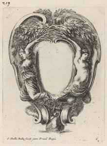 Cartucho con dos ninfas metamorfoseadas en árboles, 1647 de Stefano della Bella