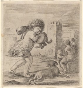 Niño llevando un cachorro de Stefano della Bella