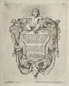 Colección de varios caprichos y nuevos diseños de cartuchos y ornamentos: No 1, Página del título de Stefano della Bella
