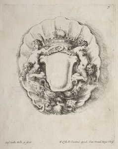 Colección de varios caprichos y nuevos diseños de cartuchos y adornos: No 7 de Stefano della Bella