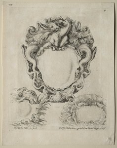 Colección de varios caprichos y nuevos diseños de cartuchos y ornamentos: No. 9 de Stefano della Bella