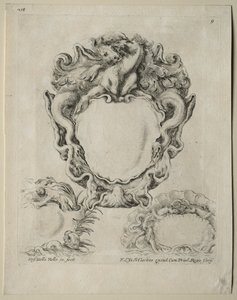 Colección de varios caprichos y nuevos diseños de cartuchos y ornamentos: No. 9 de Stefano della Bella