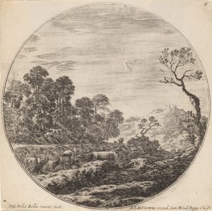 Vacas pastando en un valle, 1646 de Stefano della Bella