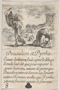 Deucalión y Pirra, del Juego de la Mitología, 1644 de Stefano della Bella