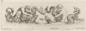 Delfines y Tritones, probablemente 1648 de Stefano della Bella