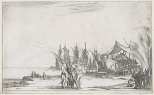 Tres hombres hablando en el muelle Espectáculos marítimos (título de la serie) Suite de huit marines (título de la serie) de Stefano della Bella