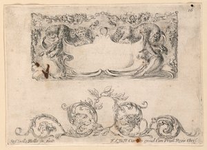 Escudo, Rinceaux, No. 16 de "Raccolta di varii cappriccii et nove inventioni di cartelle et ornamenti" de Stefano della Bella