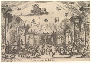 Quinta escena, el Infierno, de El matrimonio de los dioses Le nozze degli Dei de Stefano della Bella