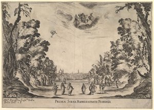 Primera escena, en Florencia, de El matrimonio de los dioses