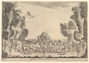 Cuarta escena, el mar, de El matrimonio de los dioses Le nozze degli Dei, 1637 de Stefano della Bella