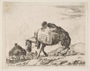 Frontispicio para Diversi Animali: Caballo de carga, ca. 1641 de Stefano della Bella