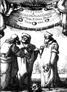 Frontispicio del Dialogo dei Massimi Sistemi de Galileo, 1632