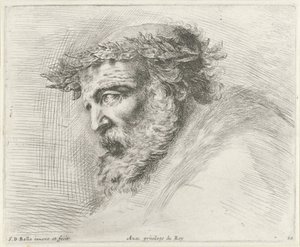 Cabeza de un anciano con barba y corona de laurel, de perfil a la izquierda
Los principios del dibujo (título de la serie)
I principii del disegno (título de la serie)