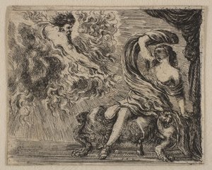 Júpiter y Semele, del Juego de la Mitología de Stefano della Bella