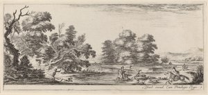 Paisaje con caza de ciervos, en o antes de 1647 de Stefano della Bella