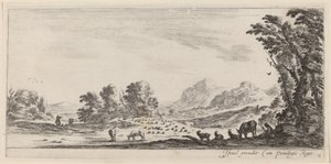 Paisaje con pastor cuidando su rebaño, en o antes de 1647 de Stefano della Bella