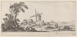 Paisaje con molino de viento, en o antes de 1647 de Stefano della Bella