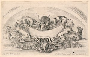 Luneta con Escudos, No. 13 de "Raccolta di varii cappriccii et nove inventioni di cartelle et ornamenti" de Stefano della Bella