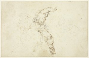 Hombre a caballo, levantando el brazo derecho de Stefano della Bella