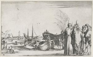 Hombres en conversación en el muelle Espectáculos marítimos (título de la serie) Suite de huit marines (título de la serie) de Stefano della Bella