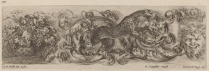 Friso ornamental con leopardo de Stefano della Bella