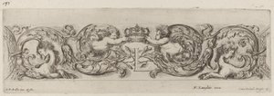 Friso ornamental con la letra L (Luis XIV) de Stefano della Bella