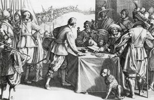 Pago a mercenarios, grabado de Stefano della Bella (1610-1664)