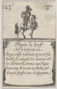 Pepin el Breve Jefe de la segunda raza..., del Juego de los Reyes de Francia Jeu des Ro..., 1644 de Stefano della Bella