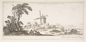Placa 10: una familia en el centro del primer plano, varias figuras y caballos en el fondo medio, a..., ca. 1641